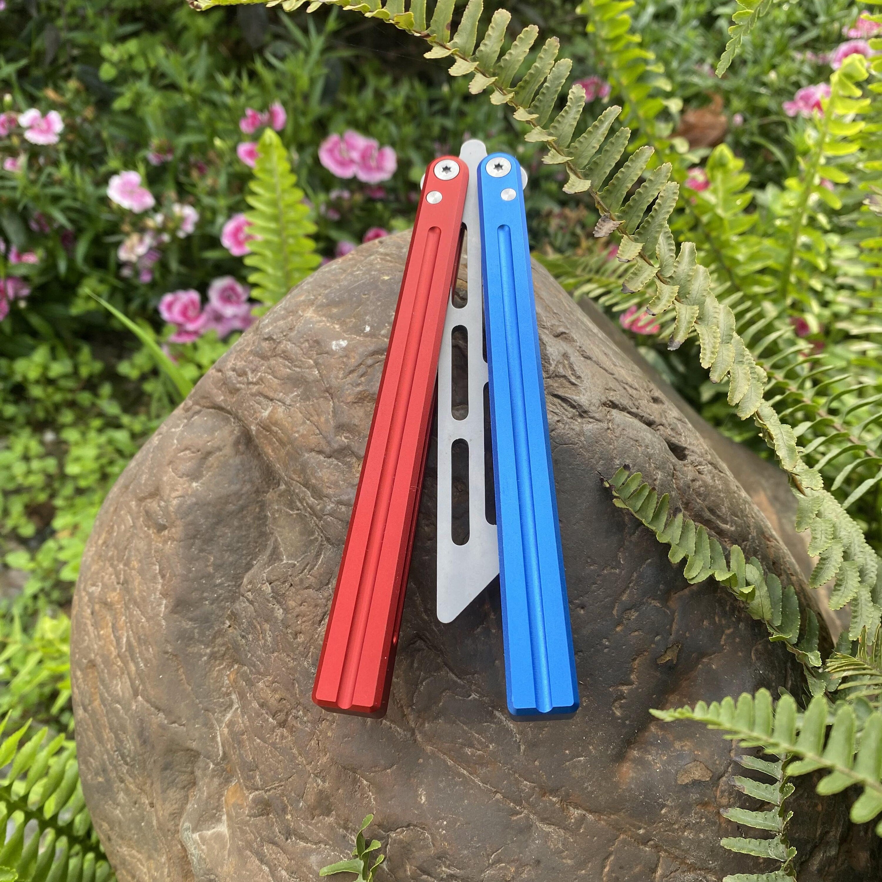 Blue Red Trainer Butterfly Knife