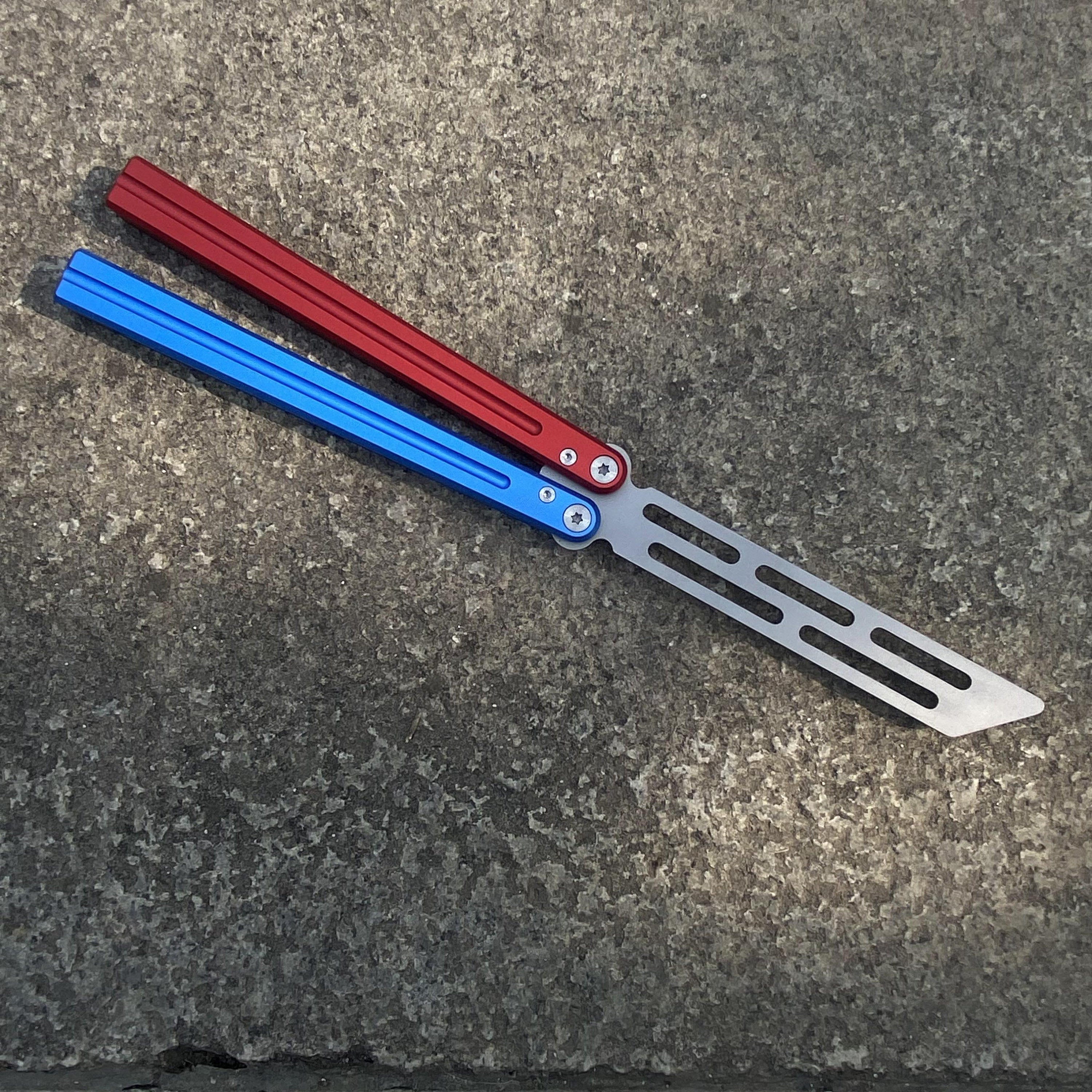 Blue Red Trainer Butterfly Knife