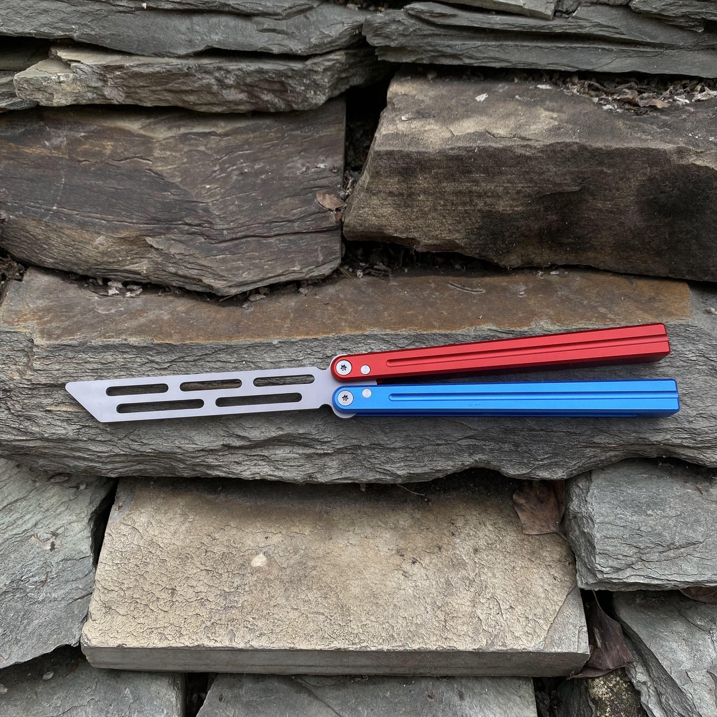 Blue Red Trainer Butterfly Knife