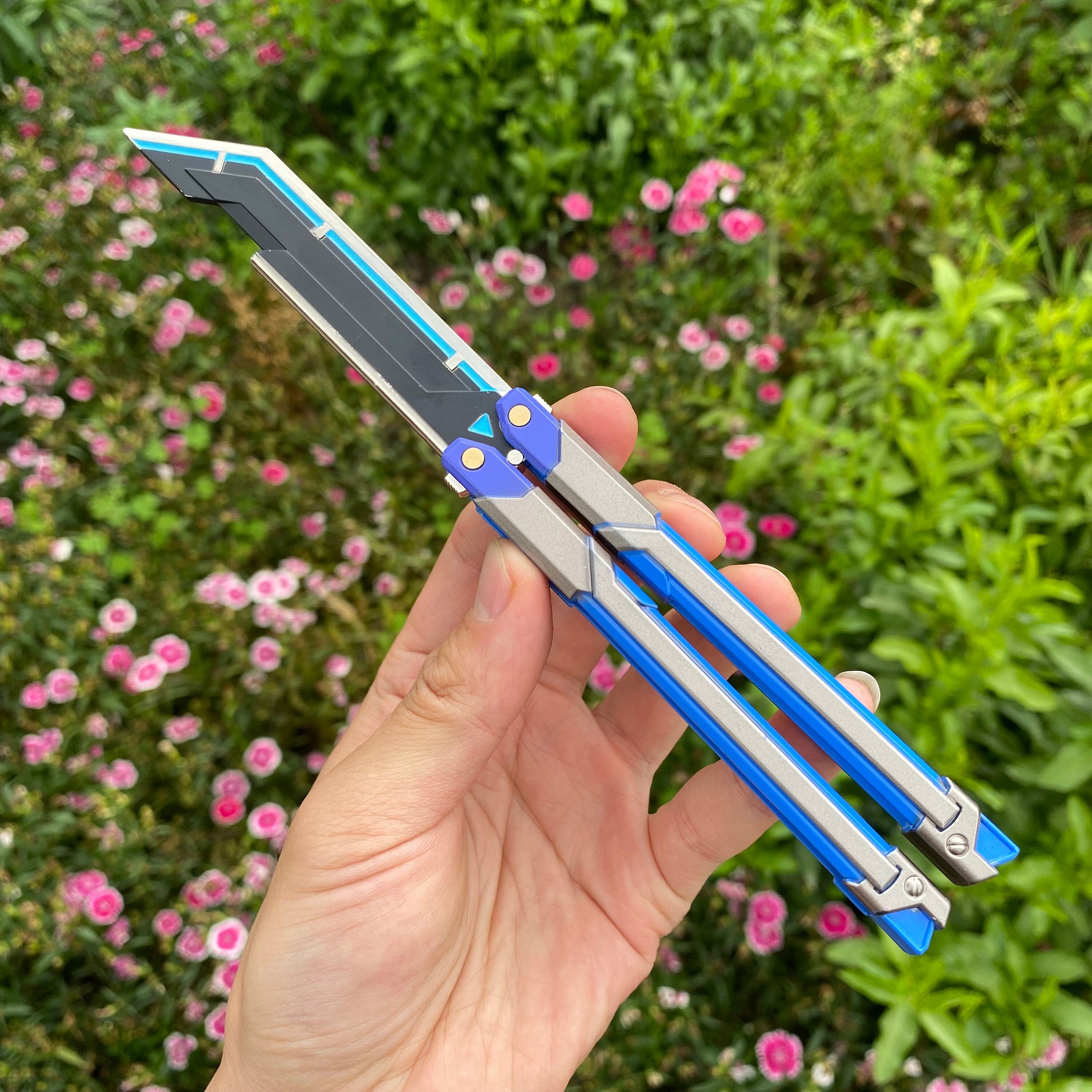 Blue Metal Butterfly Knife
