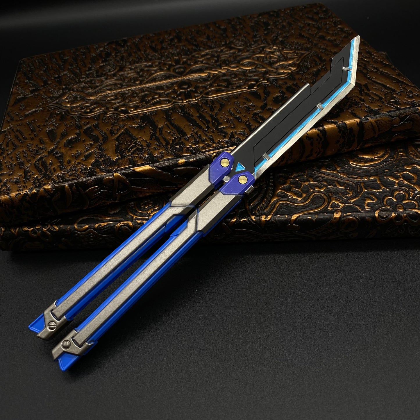 Blue Metal Butterfly Knife