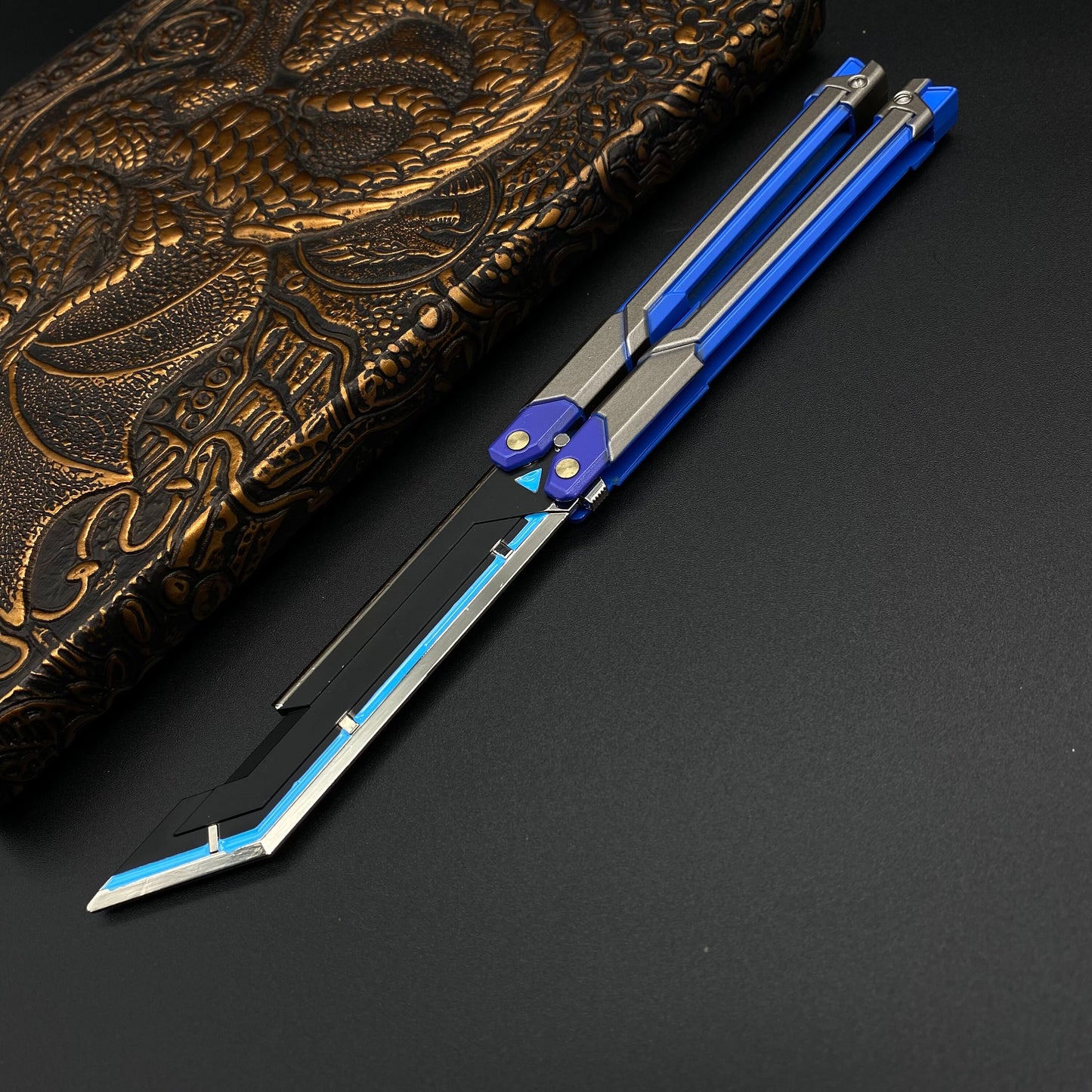 Blue Metal Butterfly Knife