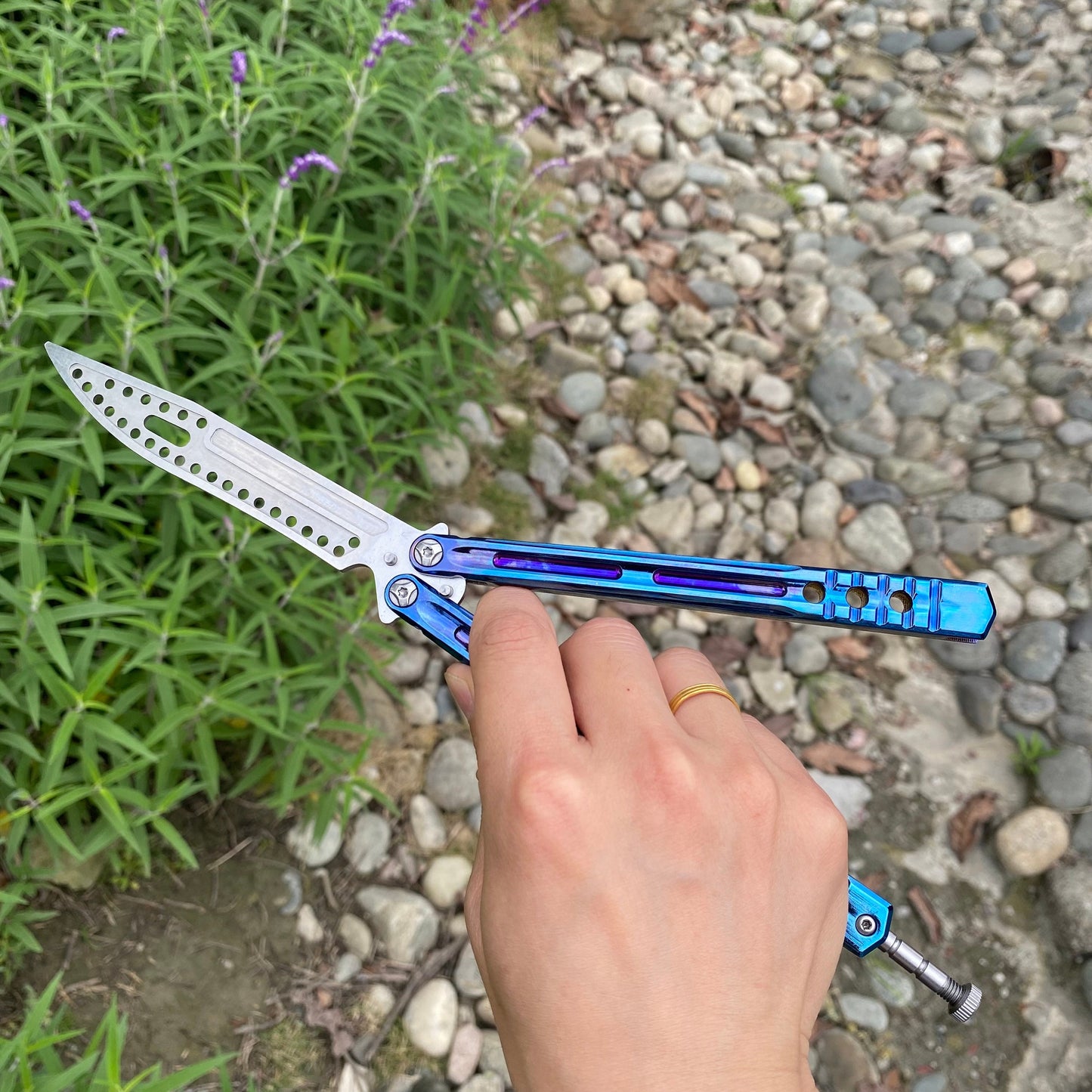 Color Blue One Body Butterfly Knife