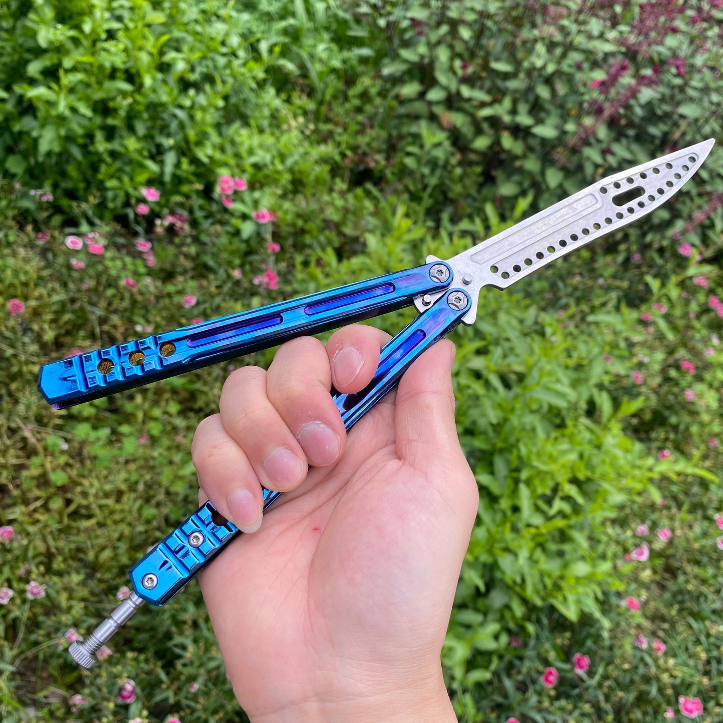 Color Blue One Body Butterfly Knife