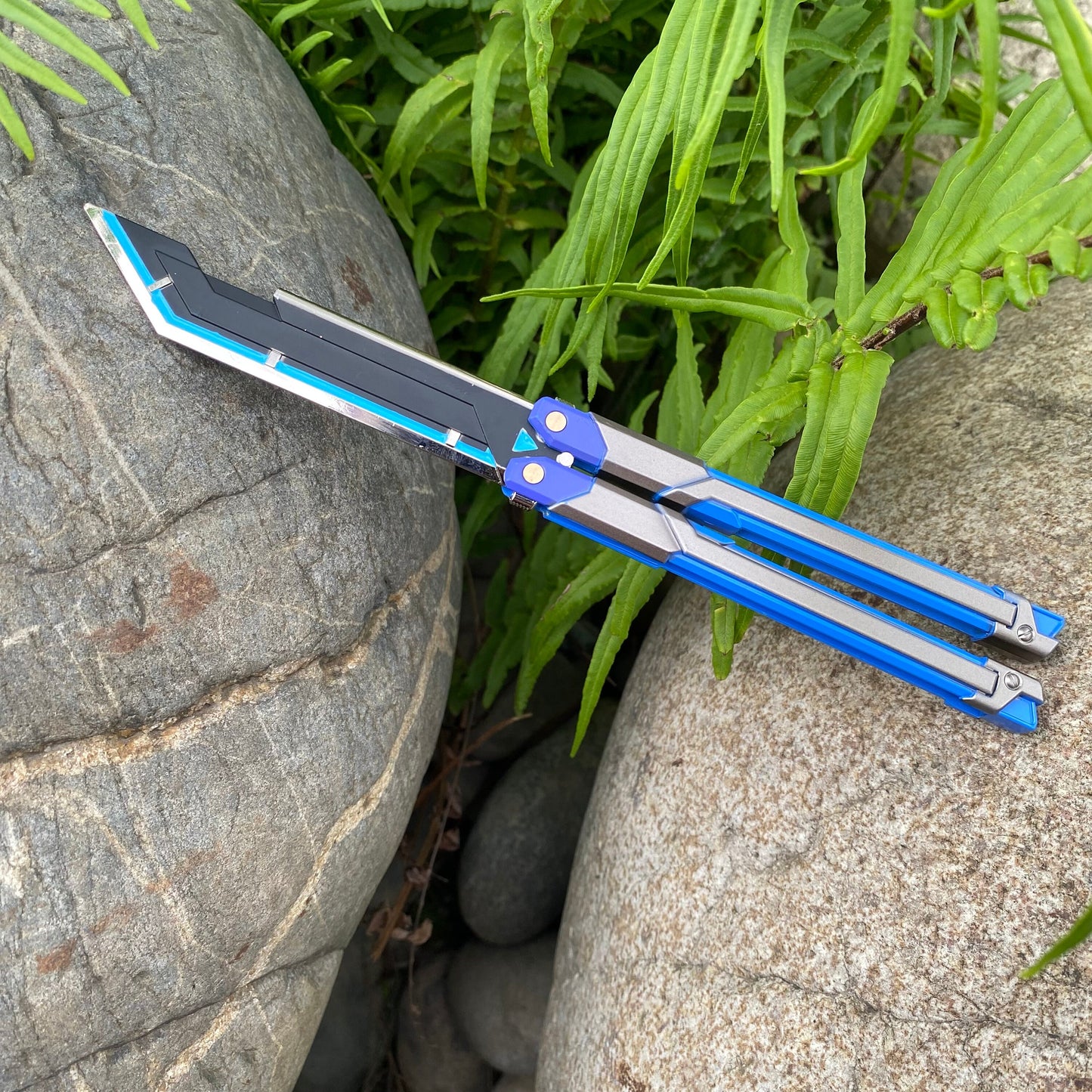 Blue Metal Butterfly Knife