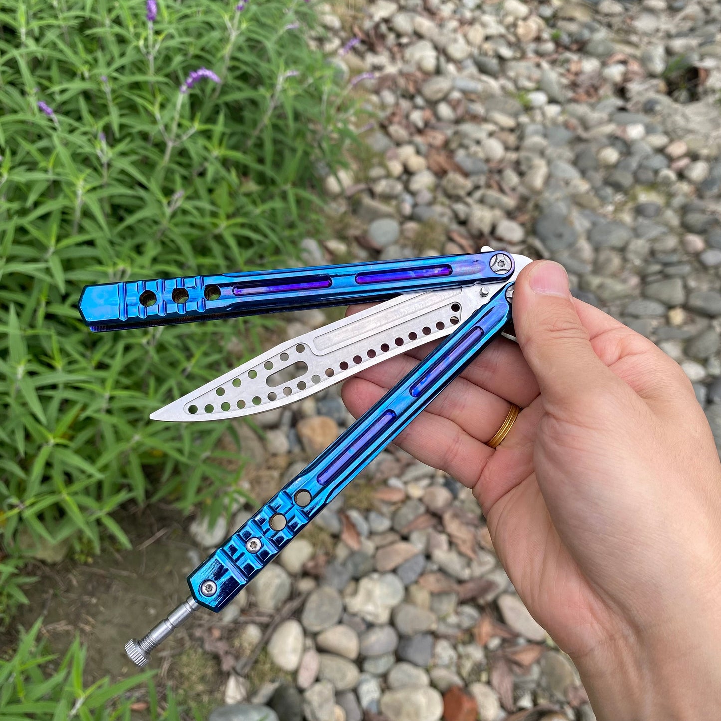 Color Blue One Body Butterfly Knife