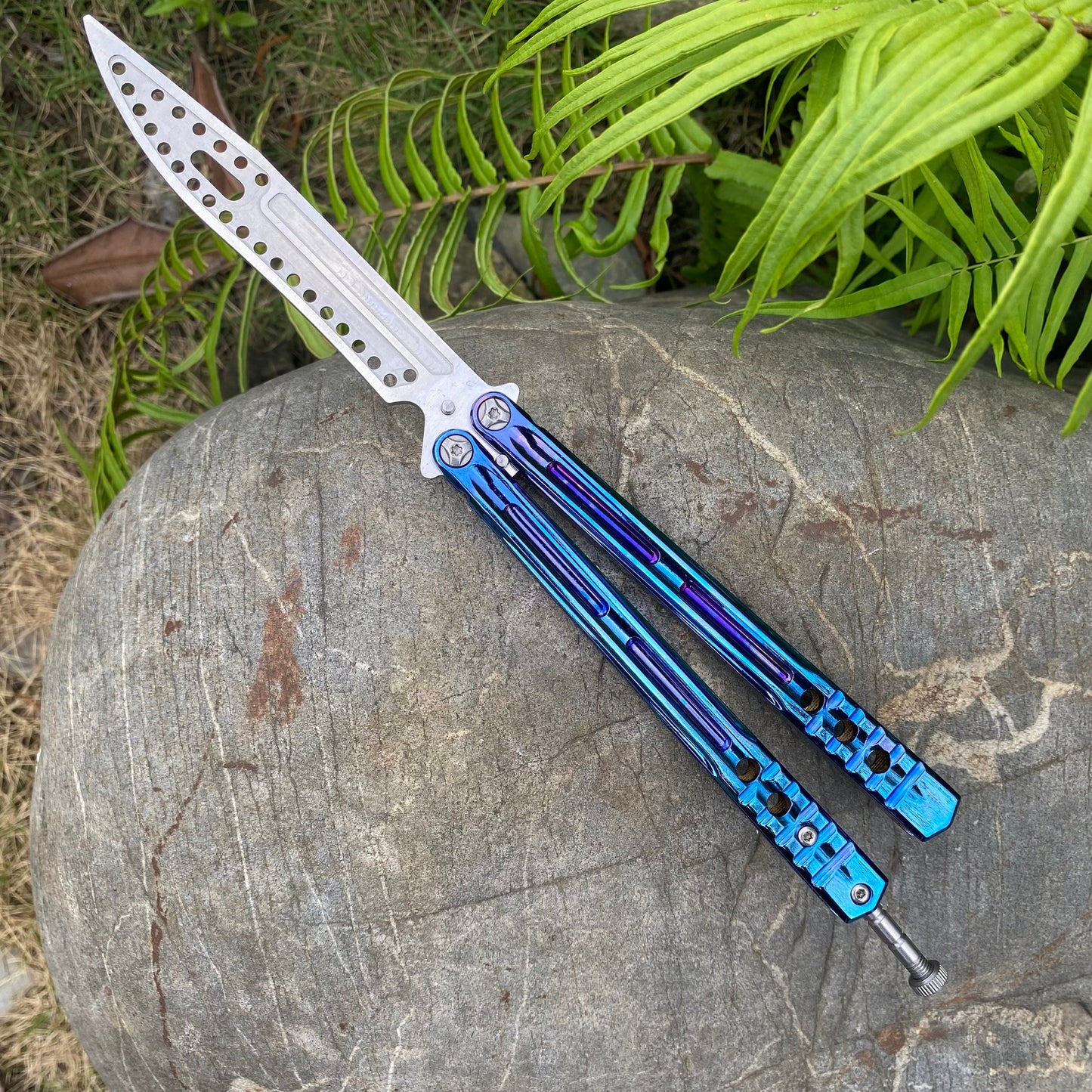 Color Blue One Body Butterfly Knife