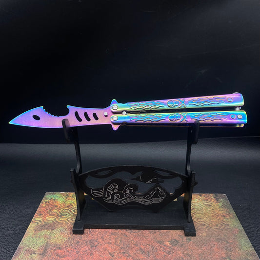 3D Skull Relief Butterfly Knife