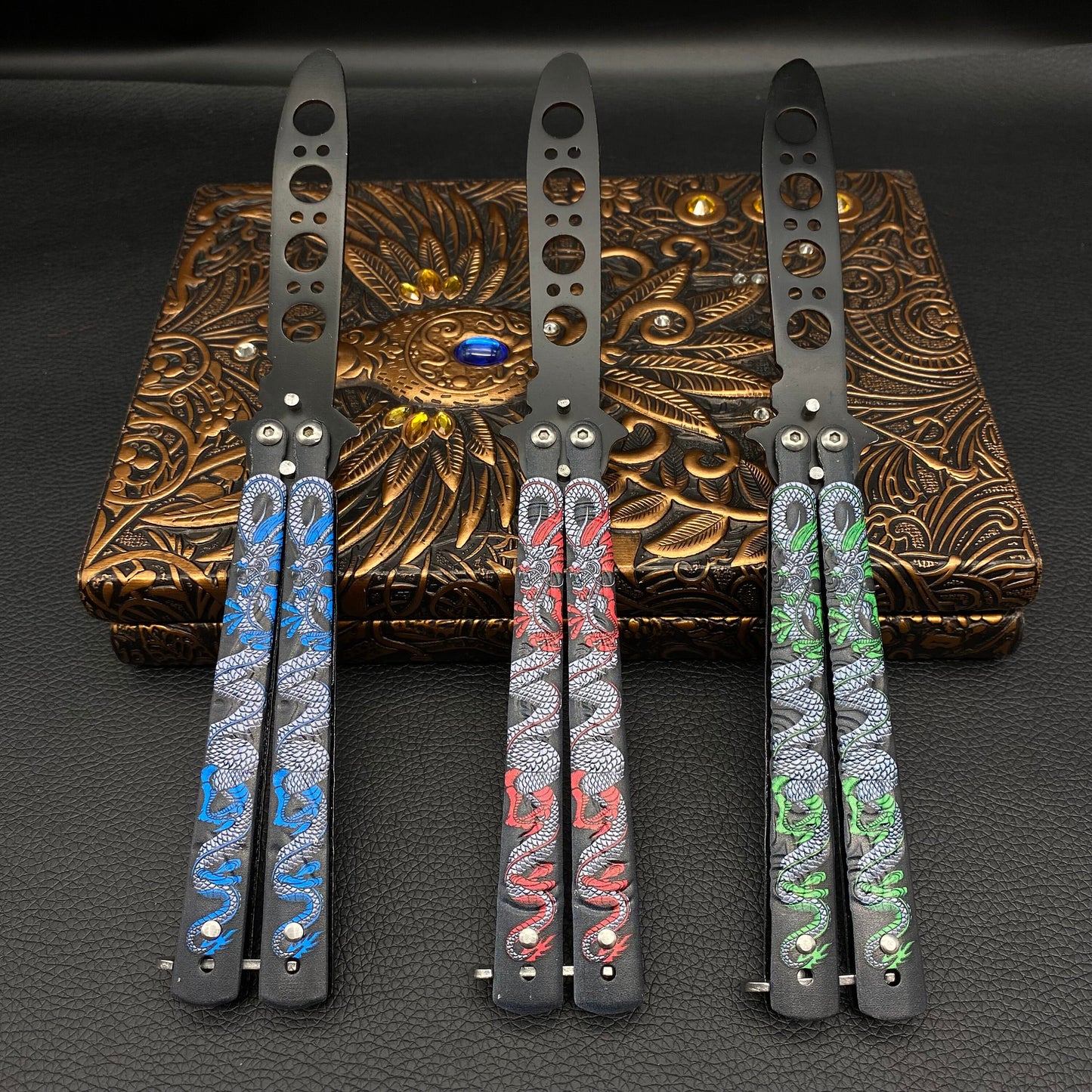 Colore 3D Dragon Sculpture Butterfly Knife