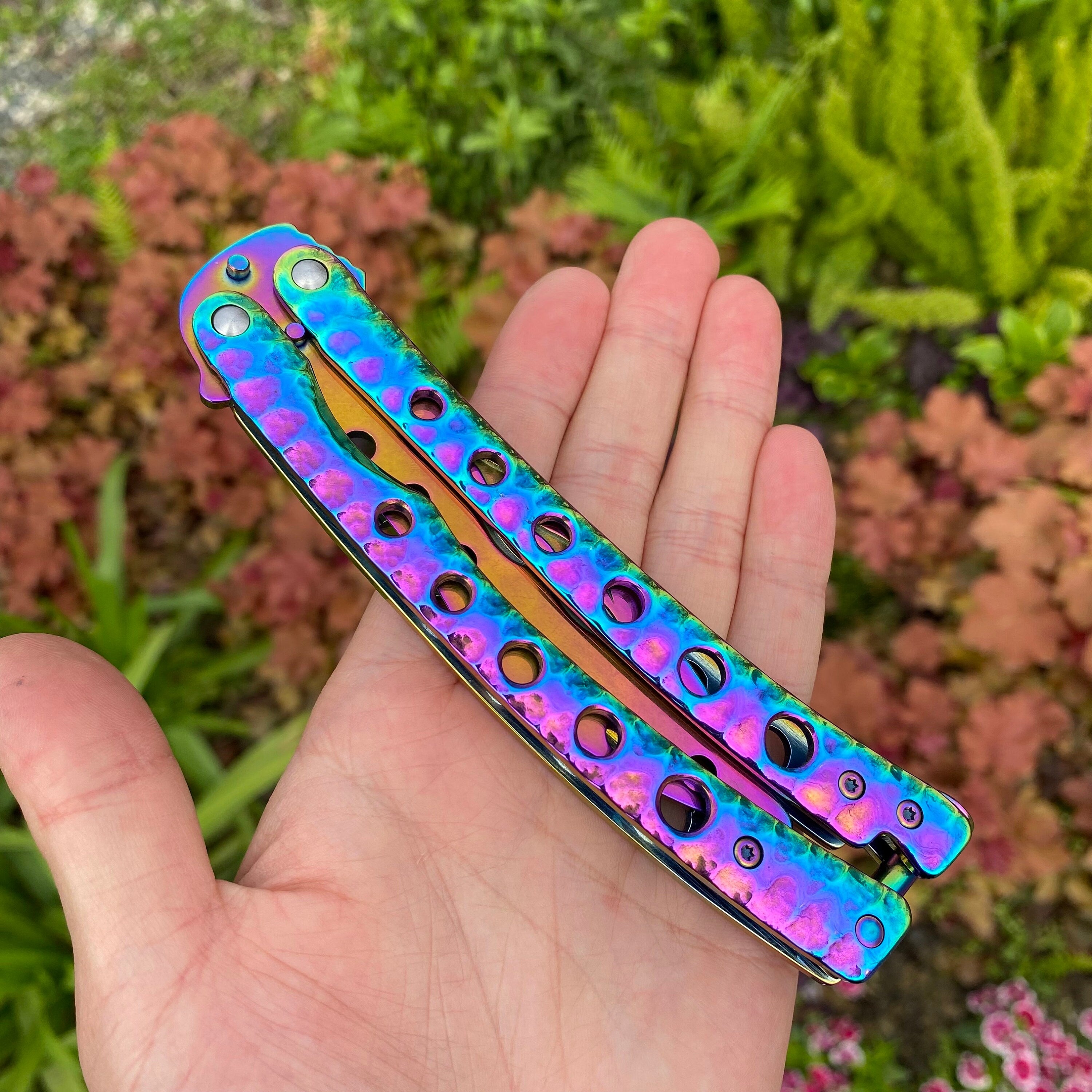 Rainbow Color Butterfly Knif