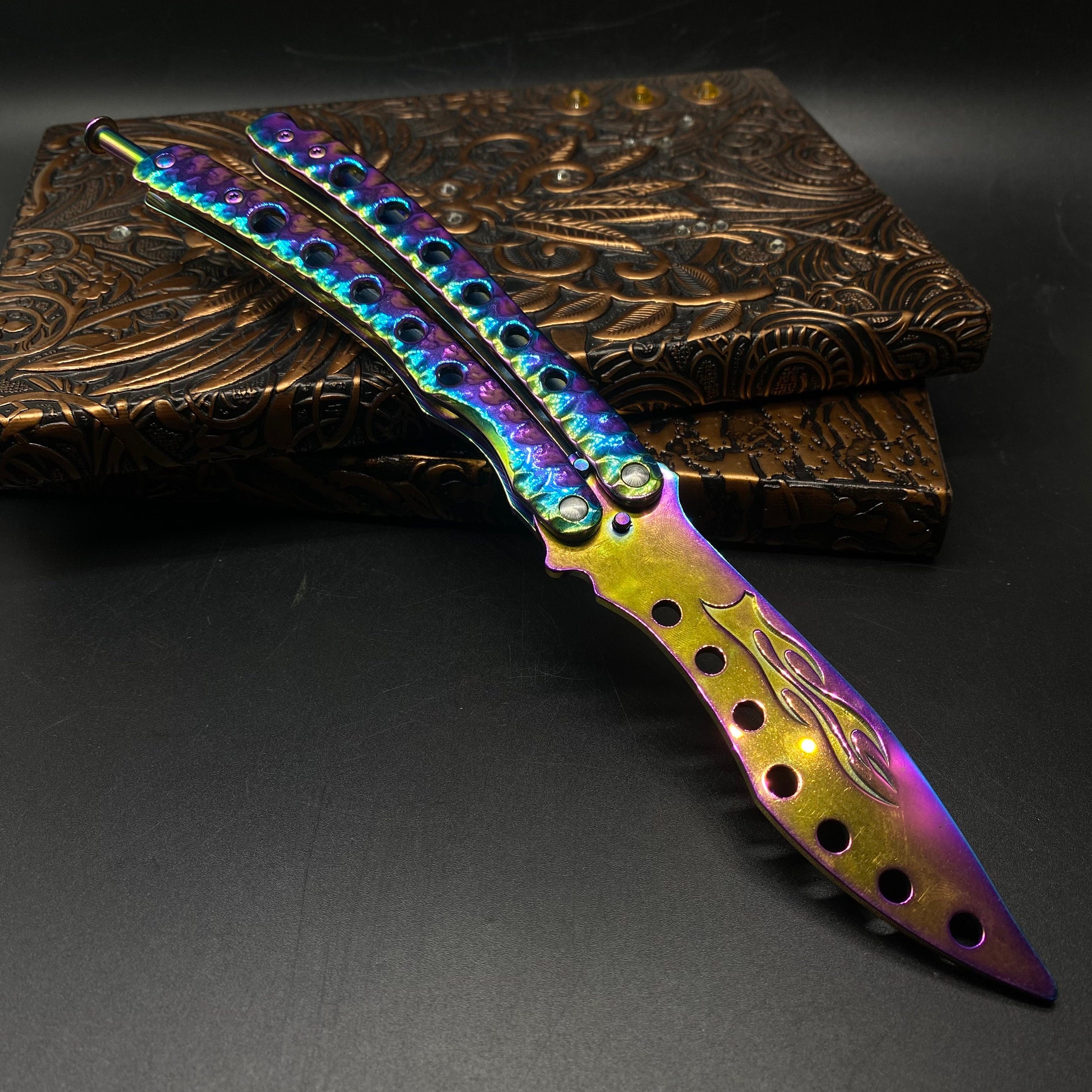 Rainbow Color Butterfly Knif