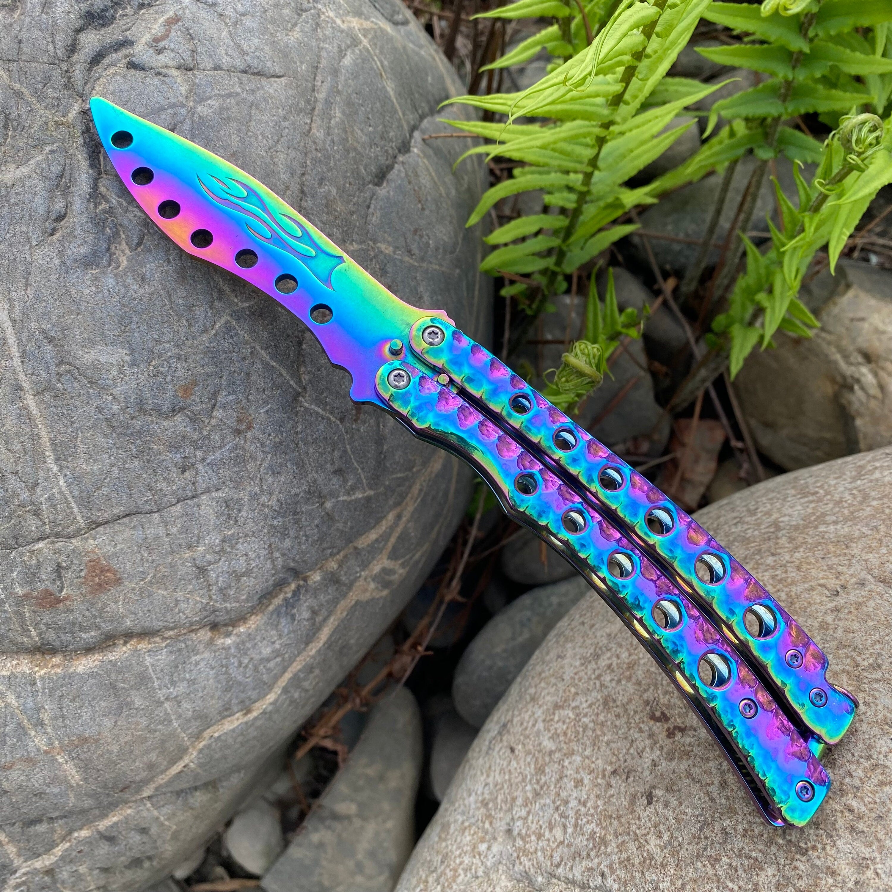 Rainbow Color Butterfly Knif