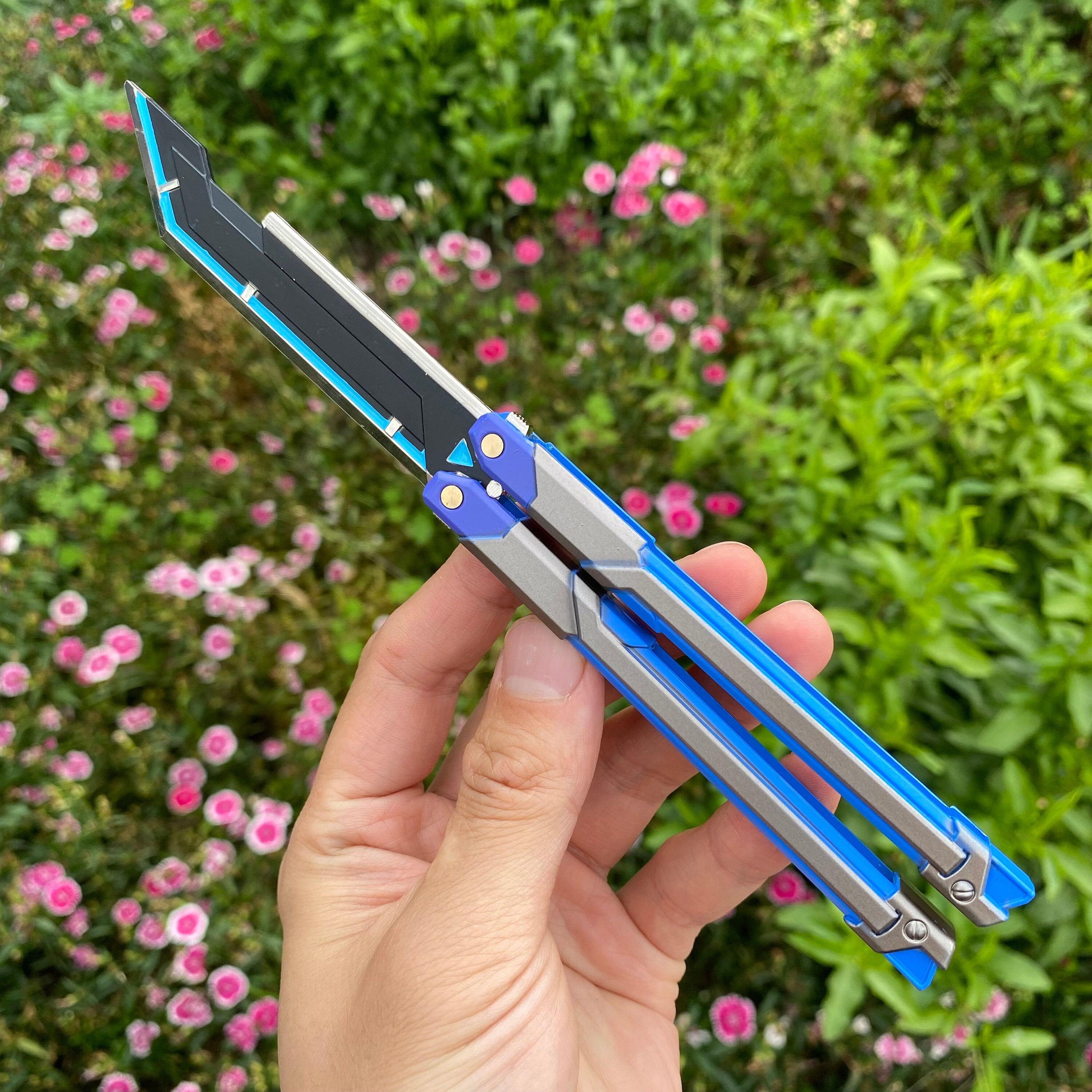 Blue Metal Butterfly Knife