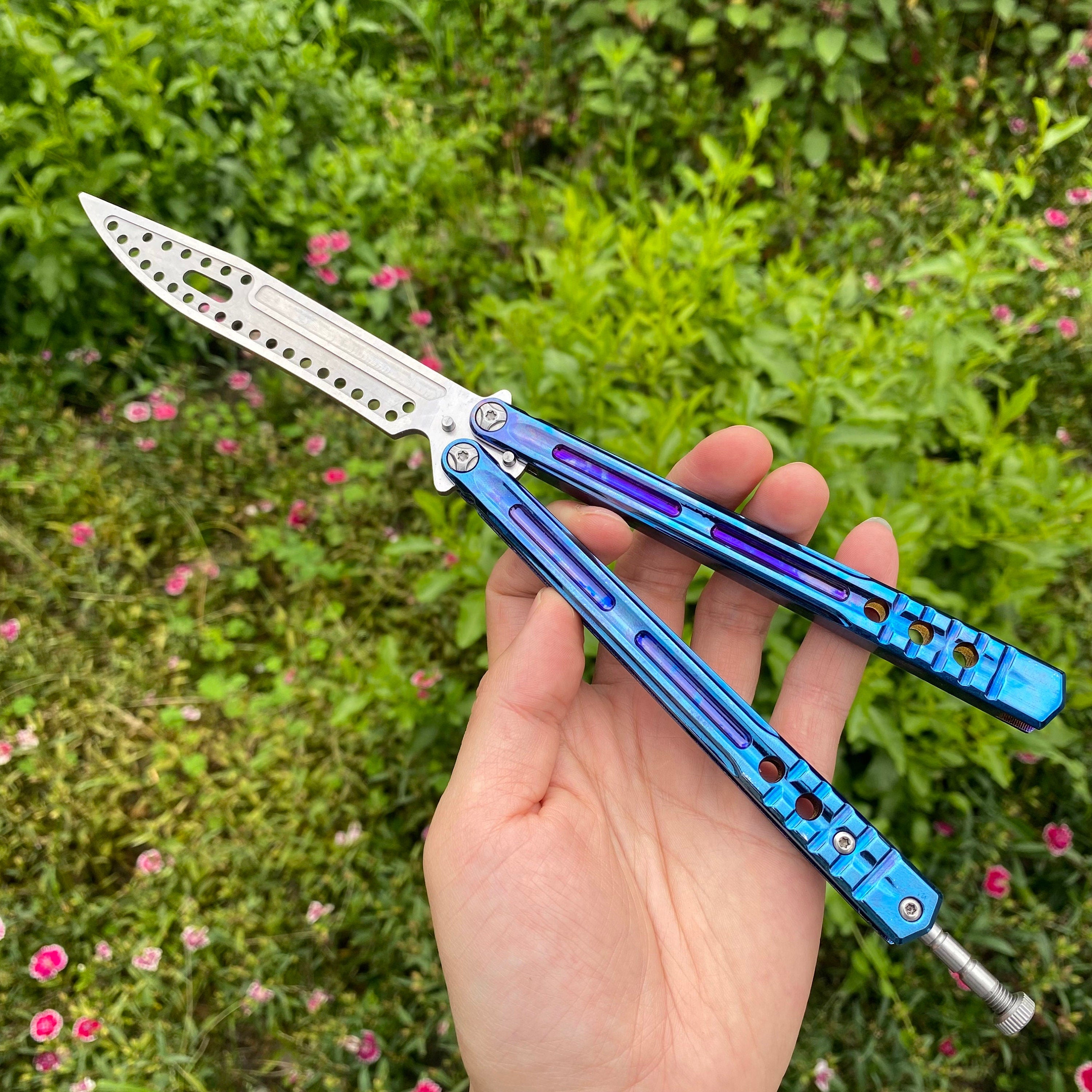 Color Blue One Body Butterfly Knife