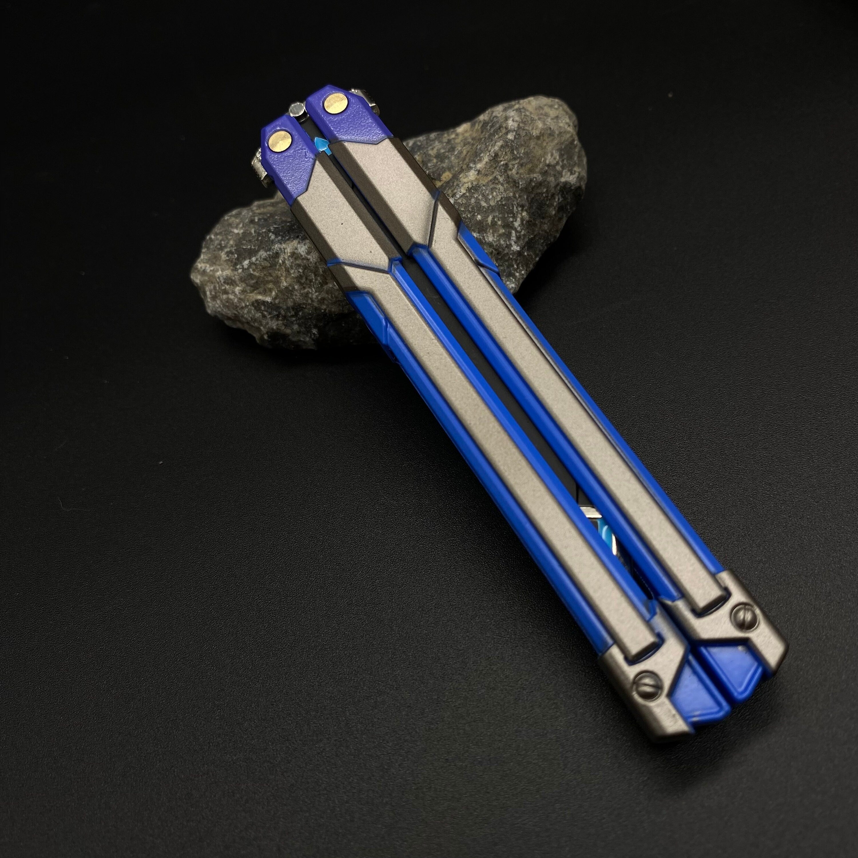 Blue Metal Butterfly Knife