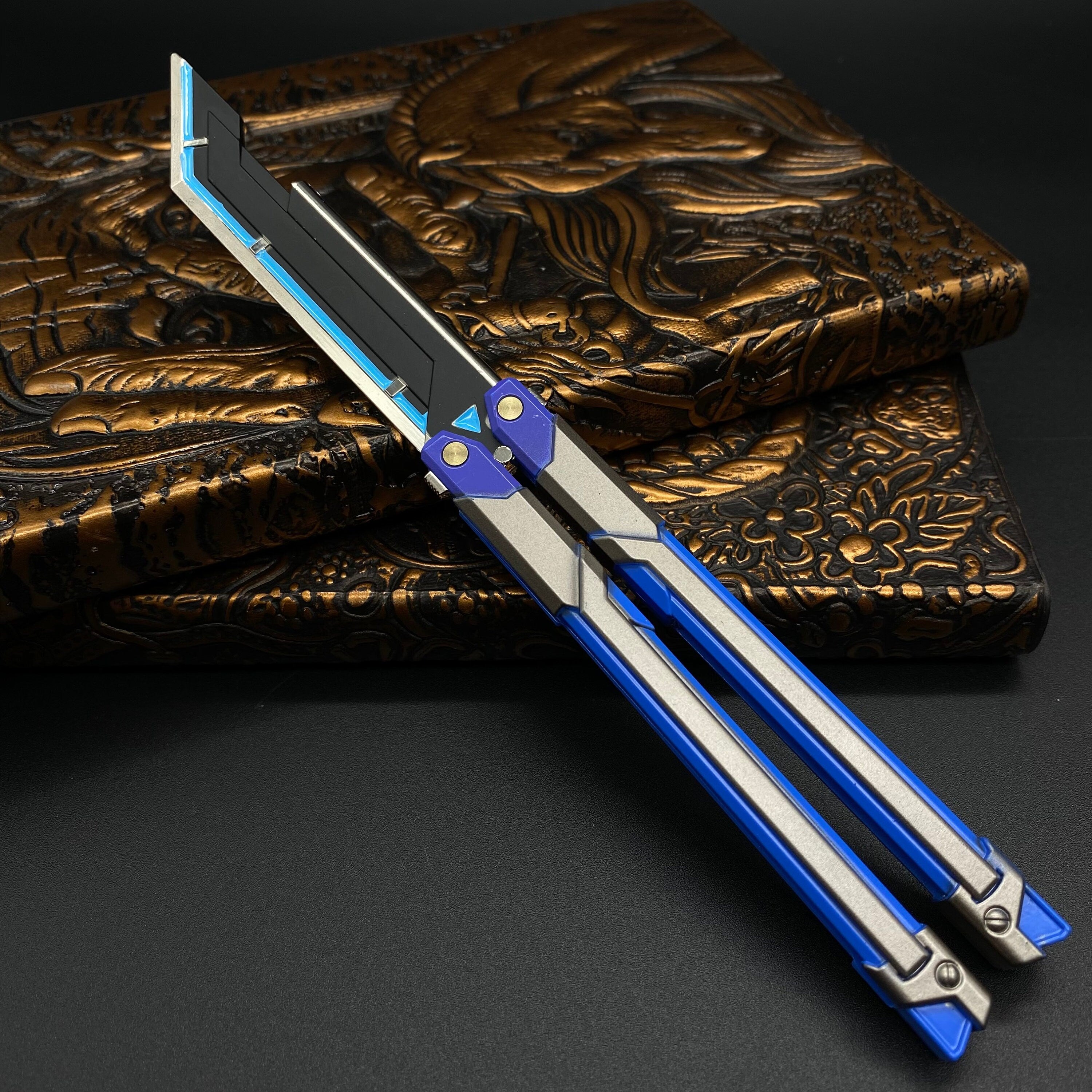 Blue Metal Butterfly Knife