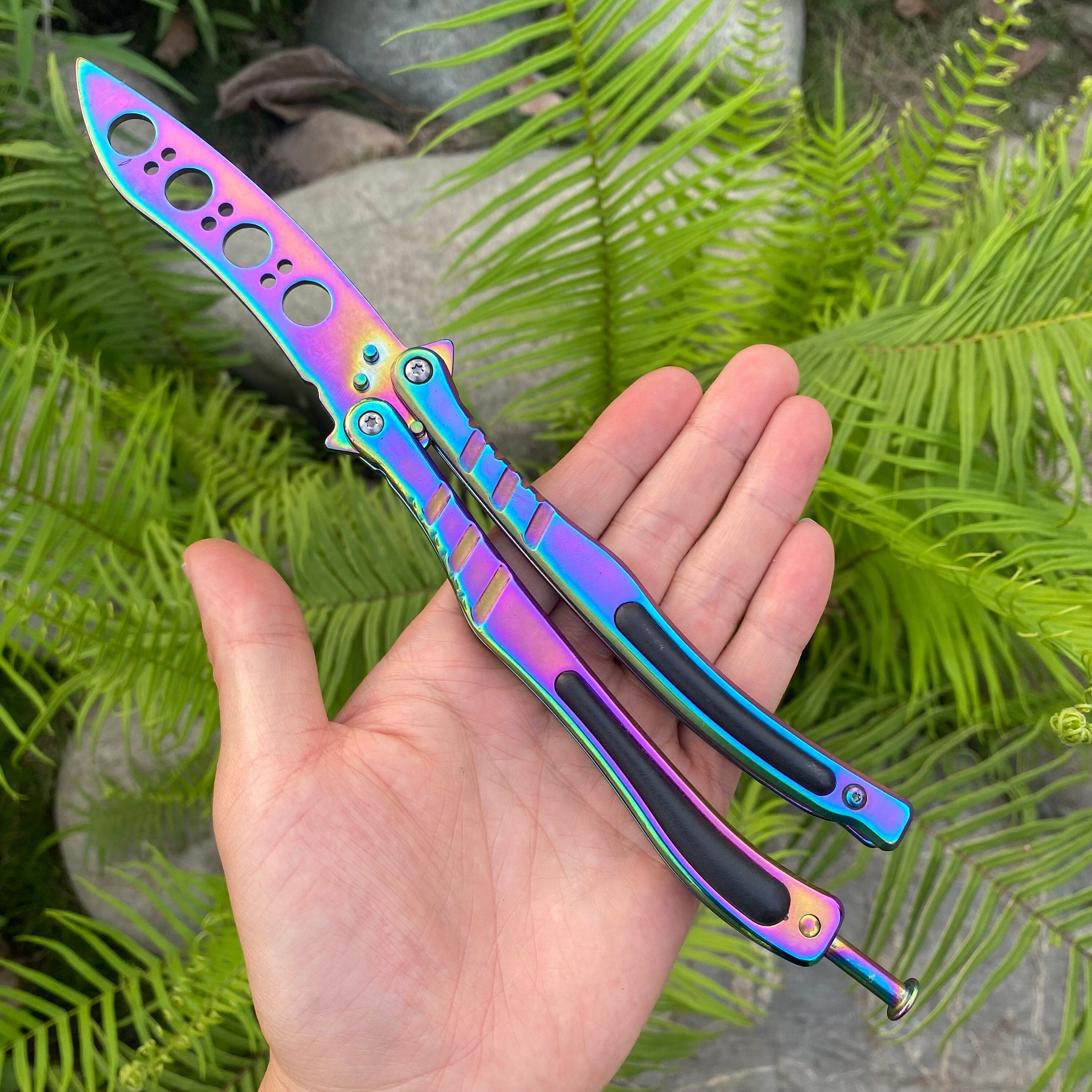 Rainbow Color Butterfly Knife