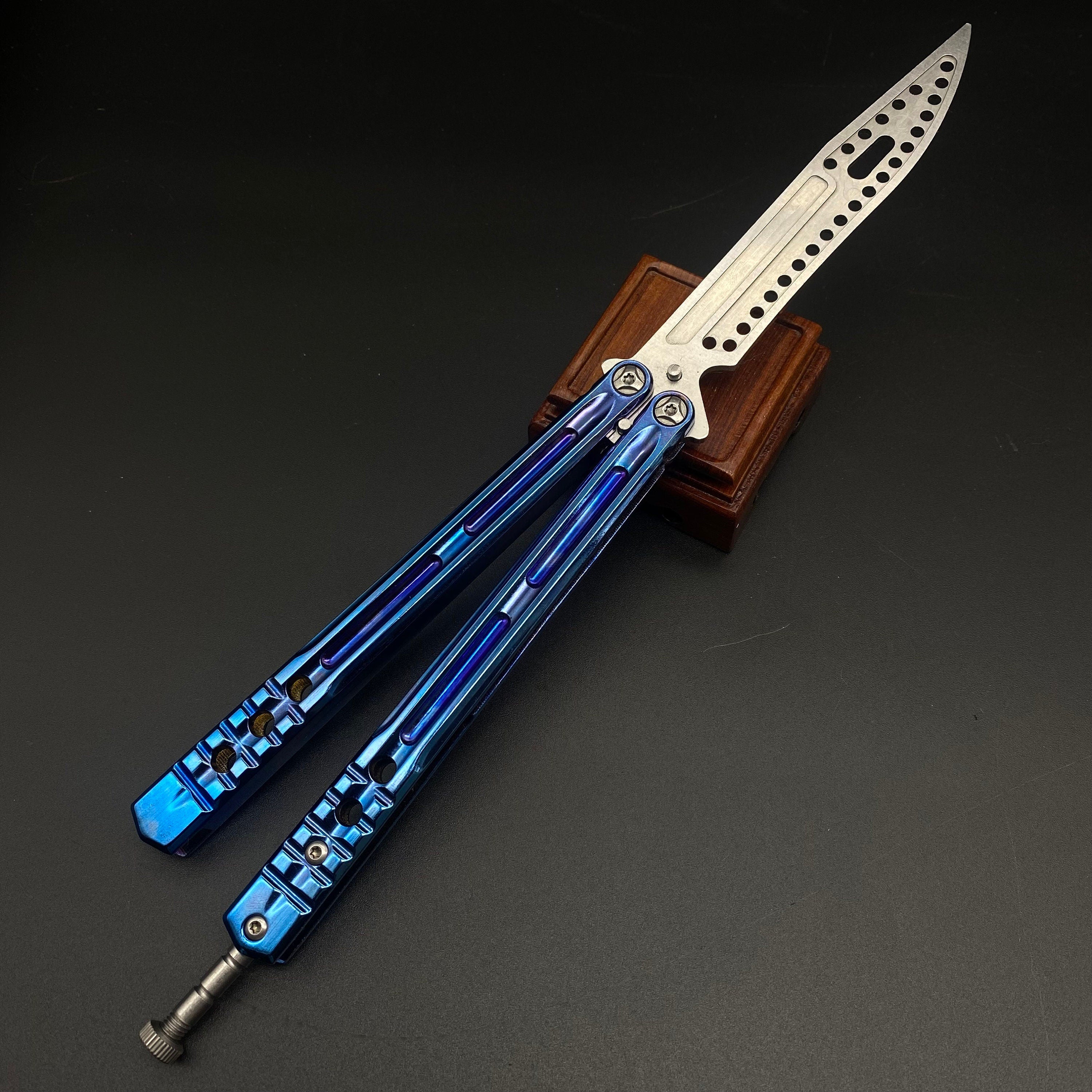 Color Blue One Body Butterfly Knife