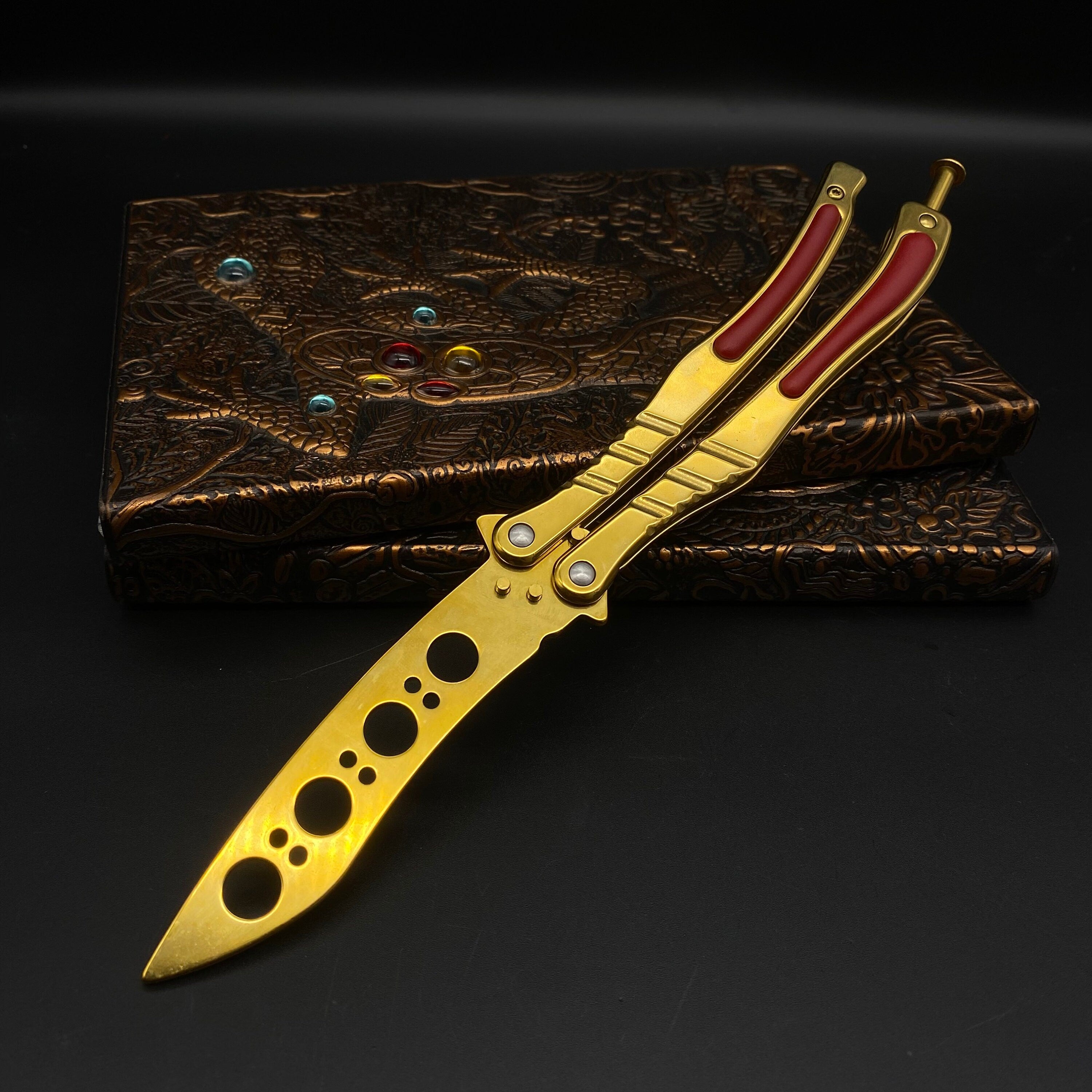 Golden Plaque Butterfly Knife