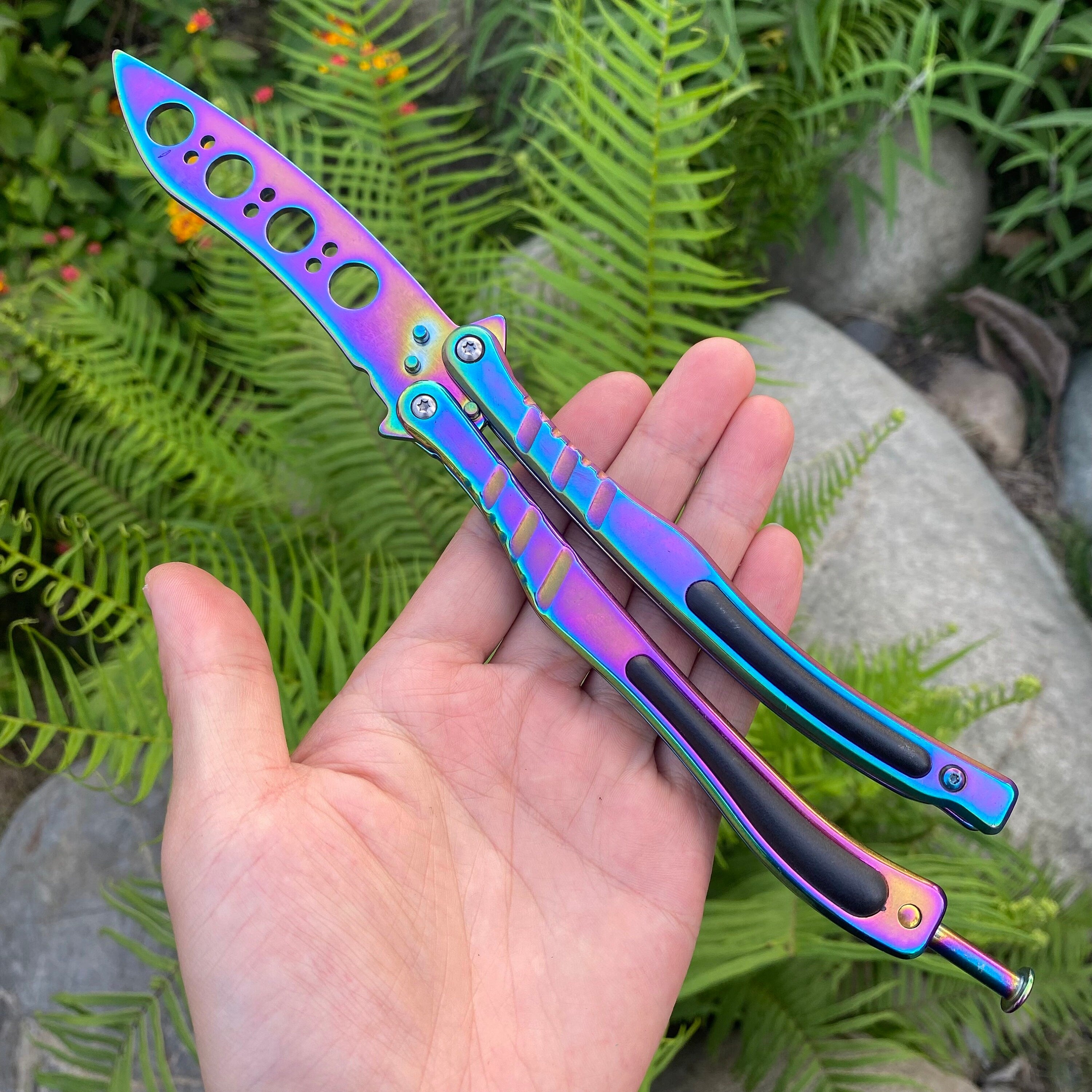 Rainbow Color Butterfly Knife