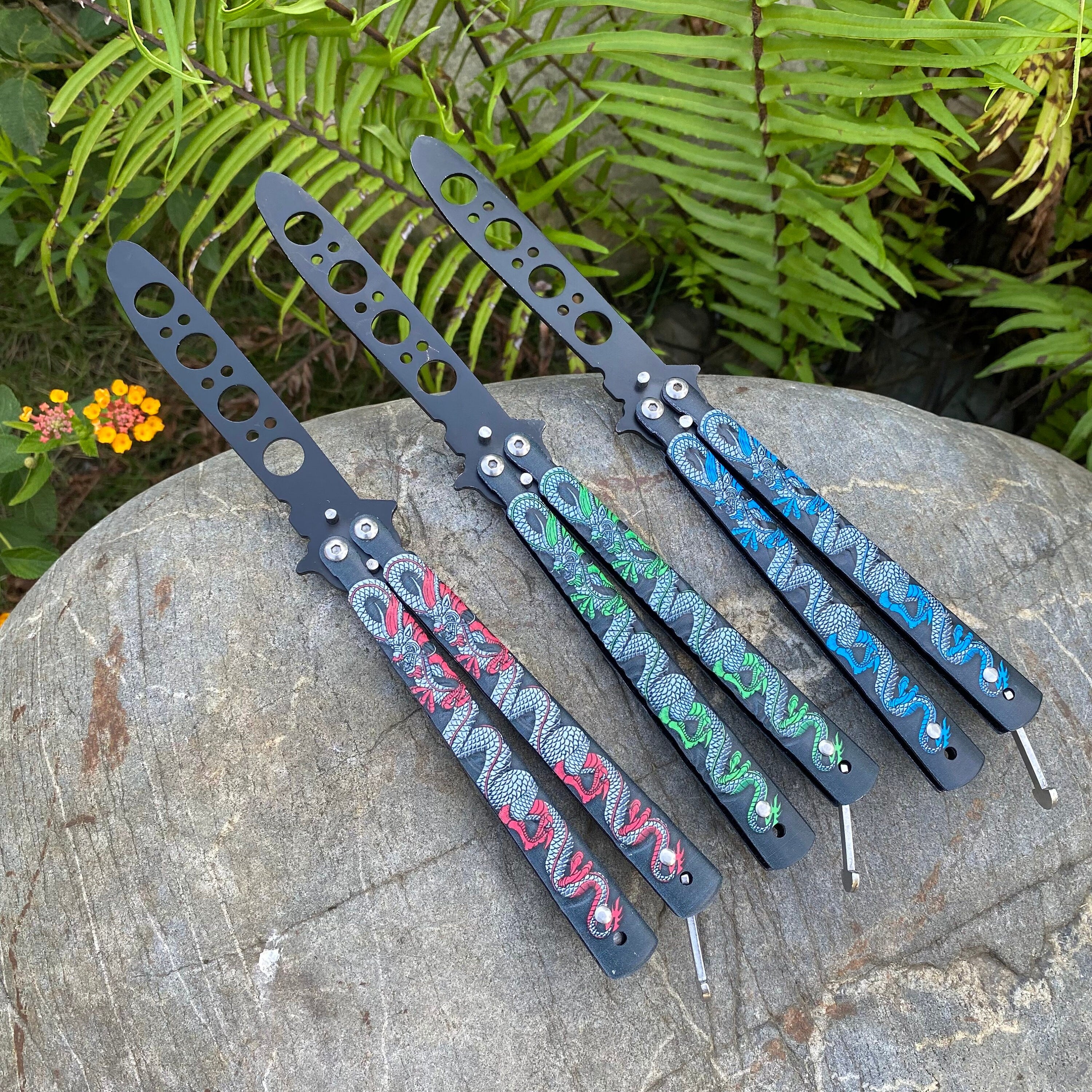 Colore 3D Dragon Sculpture Butterfly Knife